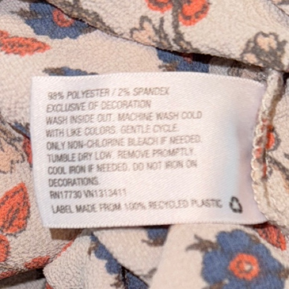 Xhilaration Floral Print Blouse - Orange and Blue, EUC (CL) - Picture 4 of 6